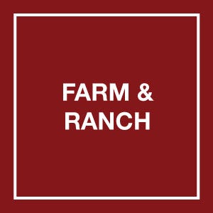 farm and ranch copy on red background