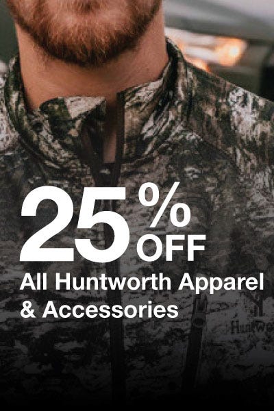  A collection of Huntworth apparel and accessories, featuring outdoor gear designed for hunting and outdoor activities.